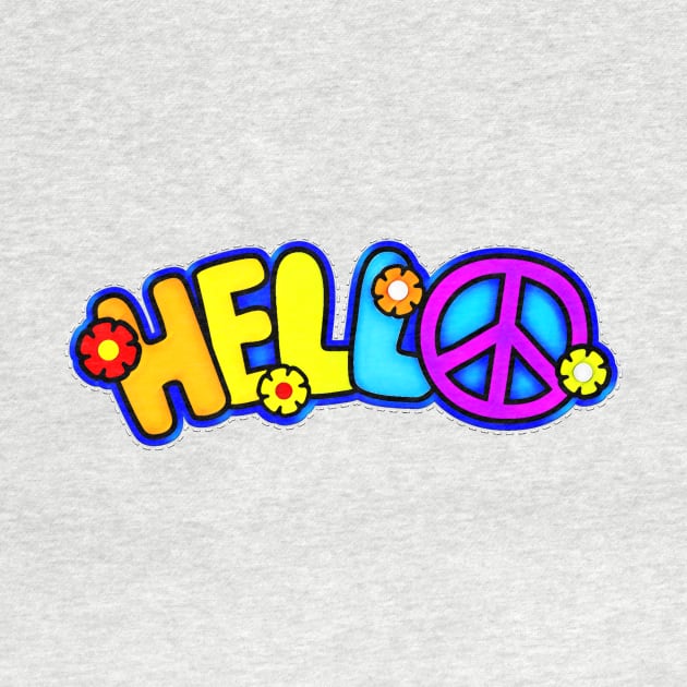 Colorful Hello Peace Sign Typography by AlondraHanley